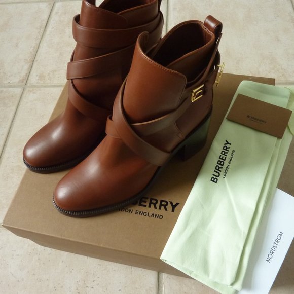 pryle check block heel bootie burberry